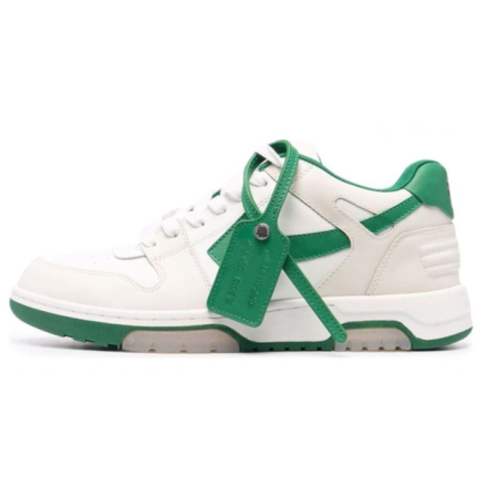 OFF-WHITE Out Of Office "OOO" Low Tops White Green 