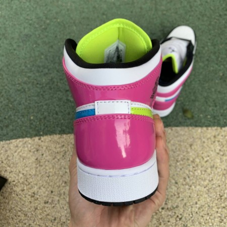 Jordan 1 Mid White Black Cyber Pink (GS)