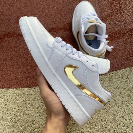 Jordan 1 Low White Metallic Gold (Women's)