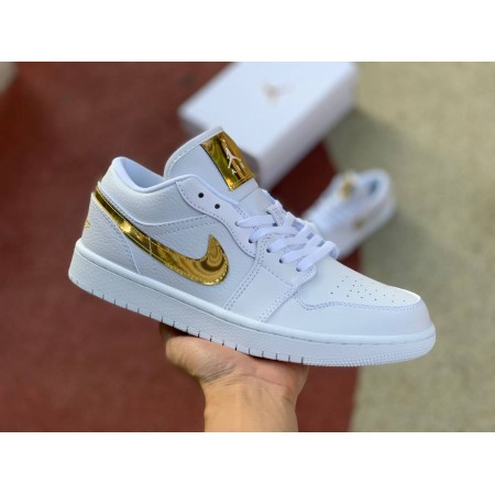 Jordan 1 Low White Metallic Gold (Women's)